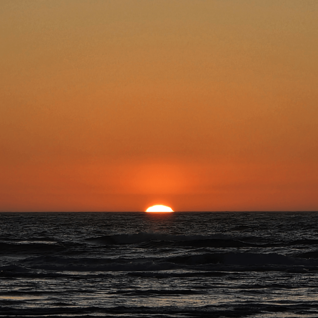 Sunset on Oregon beach.